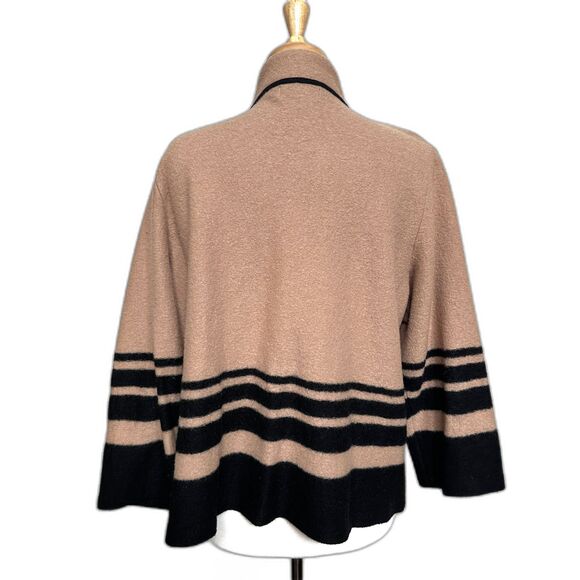 Karl Lagerfield Camel and Black Wool Cardigan - Women XL - Quiet Luxury Chic - Picture 4 of 7
